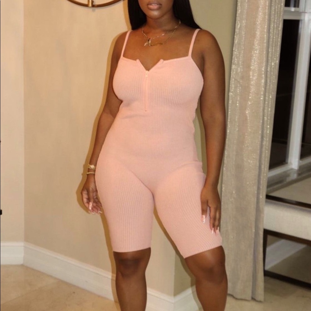 “& She Lived” Salmon Romper